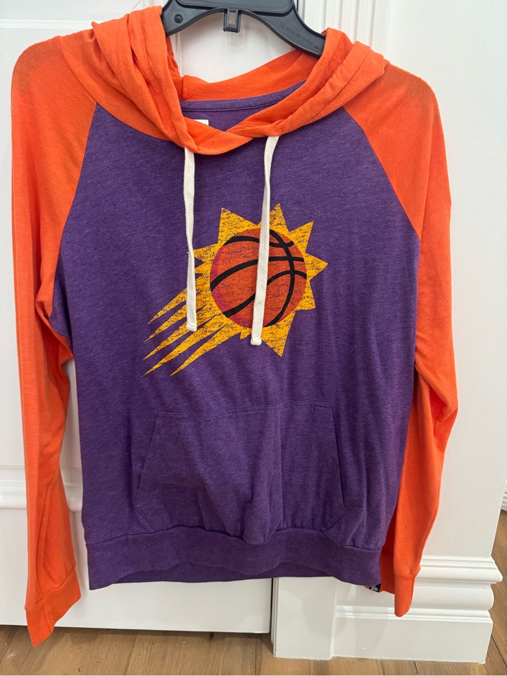 New Era Women’s Purple and Orange Phoenix Suns Raglan pullover hoodie